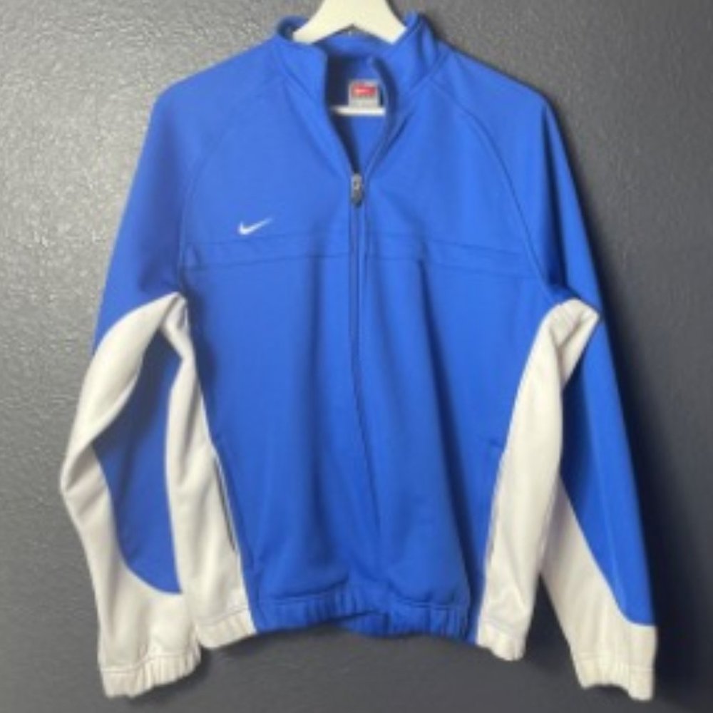 Nike Team Men's Blue/White Workout Outdoor Full Zip Warmup Jacket Size XL (18-20